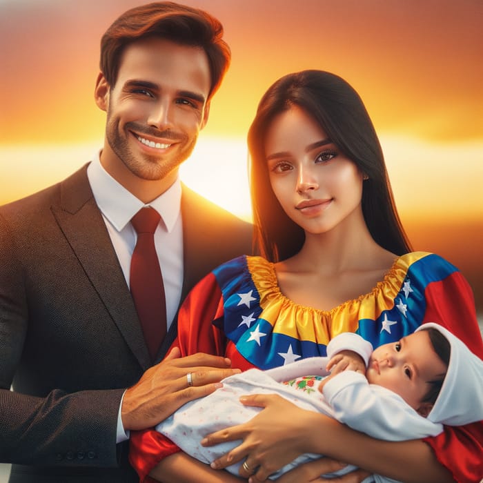 Uruguayan Man, Venezuelan Woman & Baby | Family Portrait at Sunset