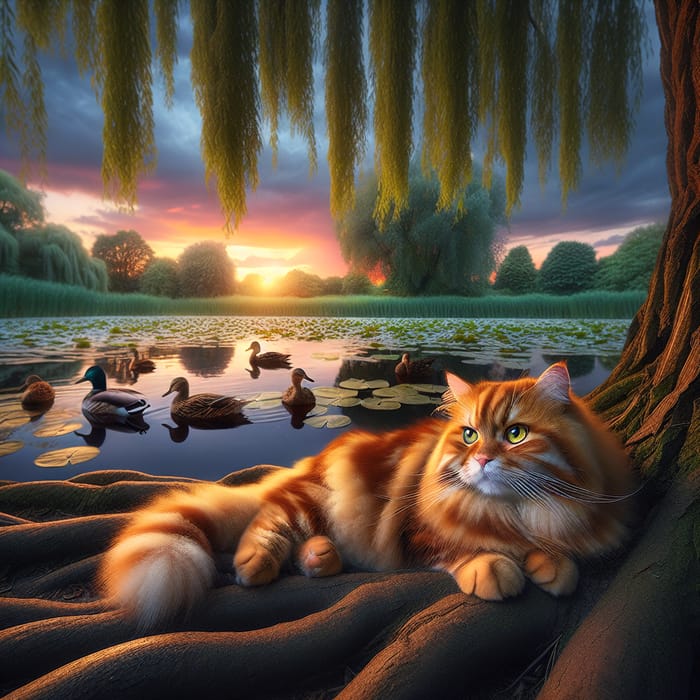 Charming Cats in Serene Landscapes