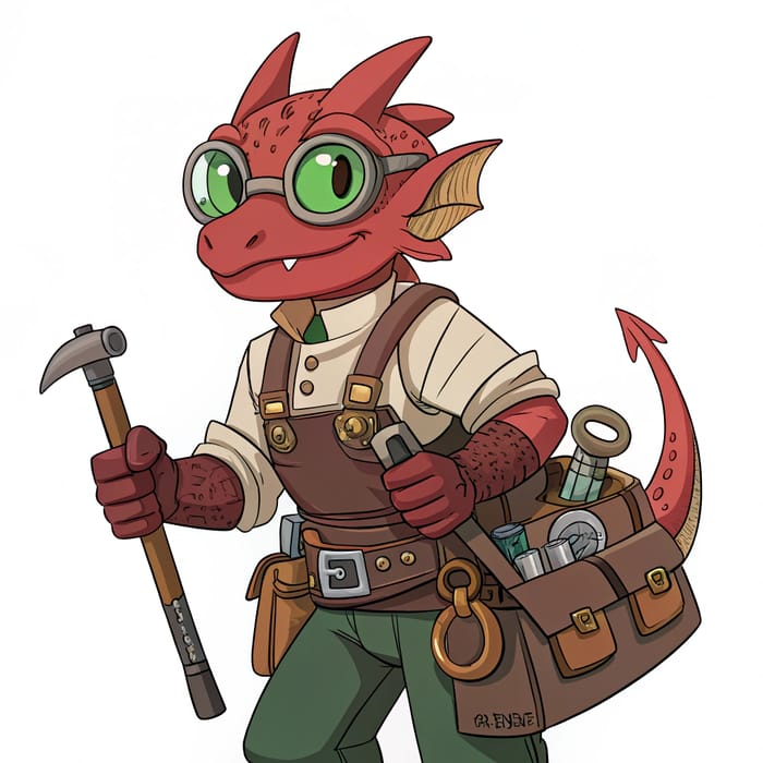 DND Kobold Artificer: Emerald Eyes & Red Scales