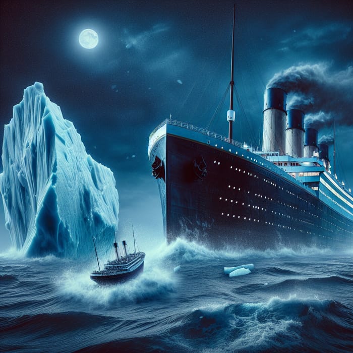 Titanic Ship Hitting Iceberg