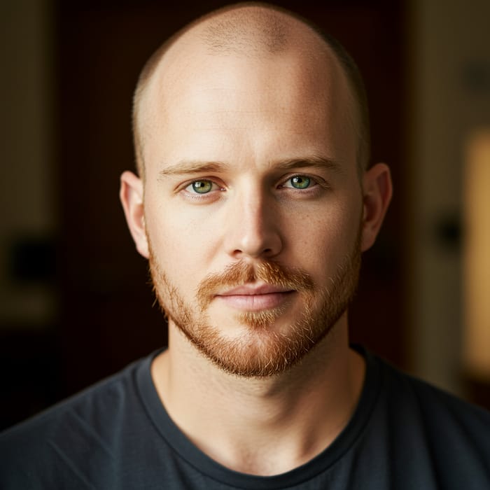 Portrait of a Young Bald Male with Reddish Beard