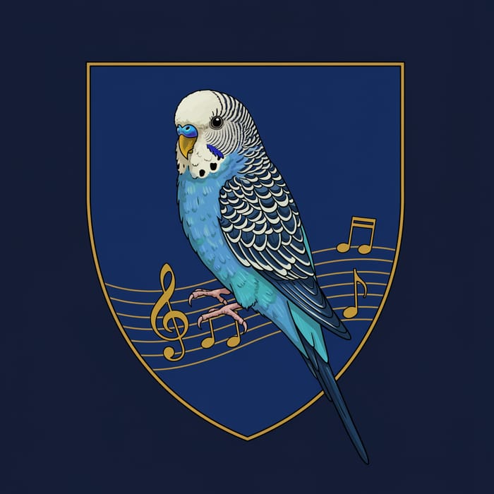 Custom Family Crest with Blue Budgerigar Design