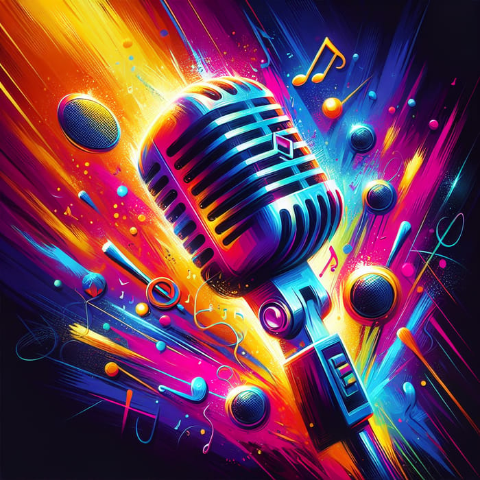 Vibrant Pop Art Style Microphone Digital Painting