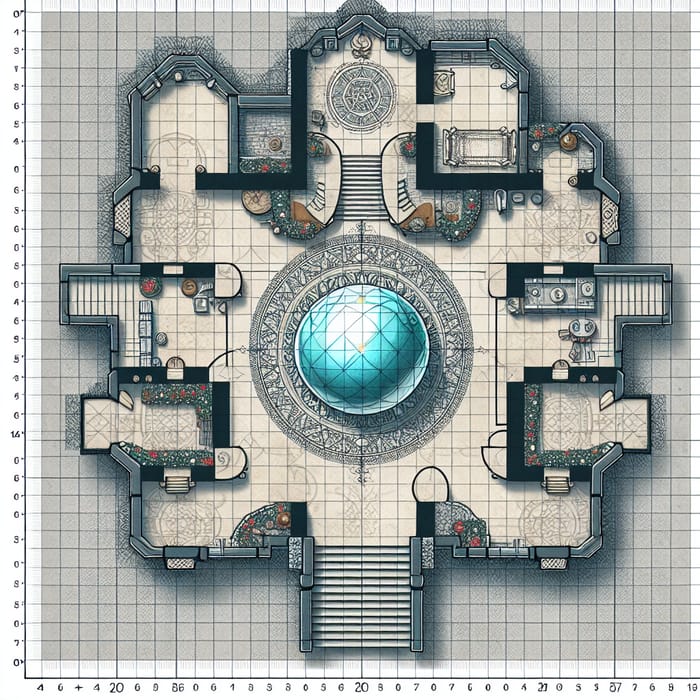 Medieval Mansion D&D Map: Magical Sphere, Festive Holiday Decor