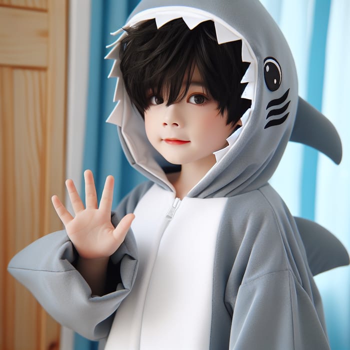 Boy in Shark Costume | Black Hair | Fun Kids Outfit