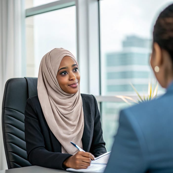 Somali Woman in Hijab at Job Interview