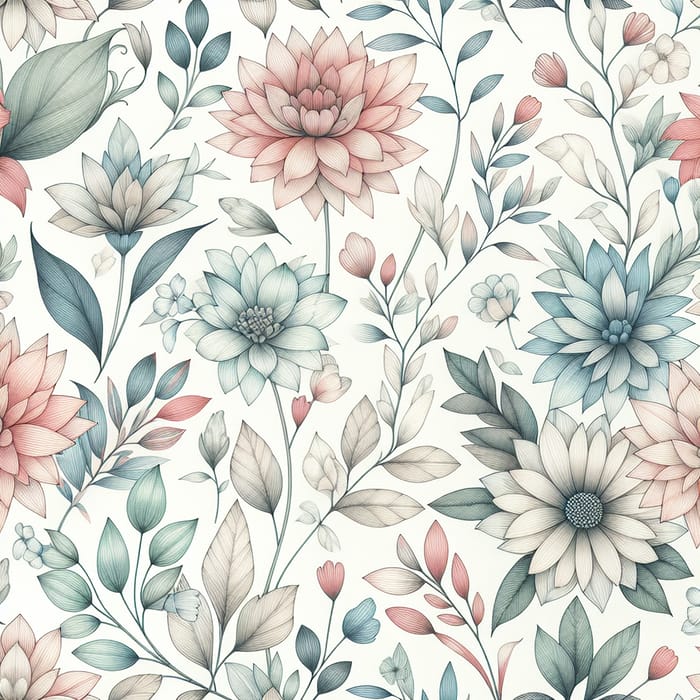 Seamless Floral Pattern in Colored Pencils for a Bright Look