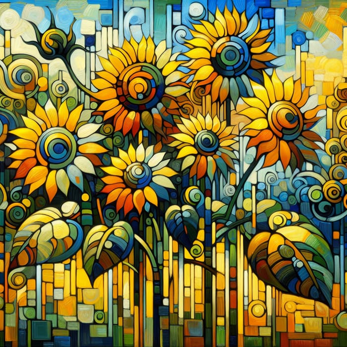 Abstract Sunflowers - Artistic Interpretation with Vibrant Colors