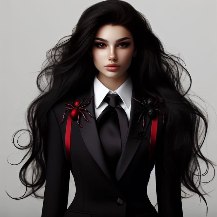 Kurumi Tokisaki Black Widow - Confident Woman in Spider-Themed Suit