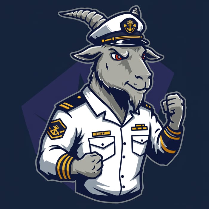 Goat Mascot Logo Design in US Navy Chief Uniform