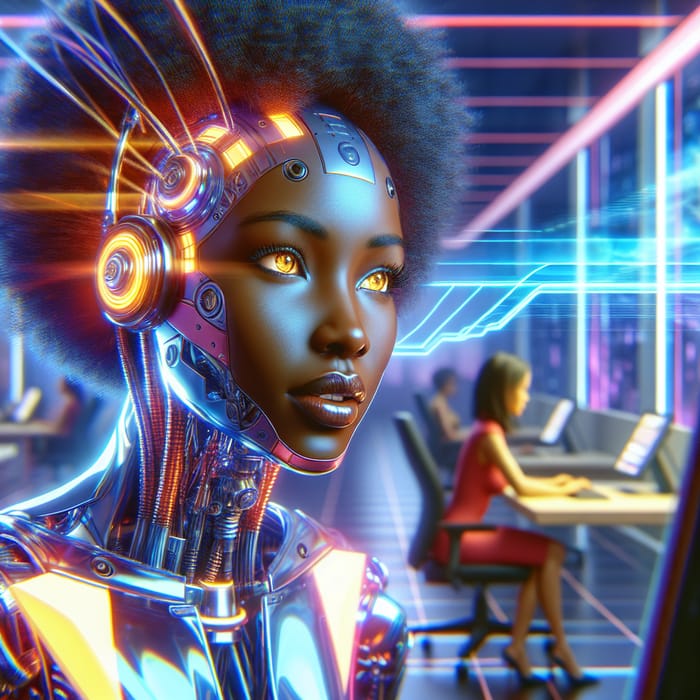 Futuristic African Cyborg AI Assistant Concept Art