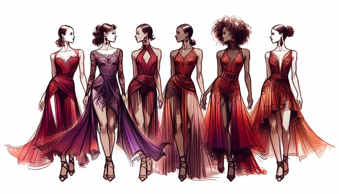 Latin Dance Costume Design Sketches: Sensual Dance Concepts