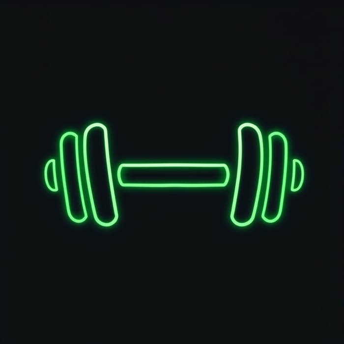 Minimalistic 2D Neon Green Dumbbell Icon