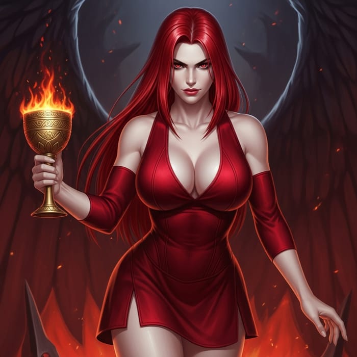 Powerful Goddess with Scarlet Flames Powerful Goddess with Scarlet Flames