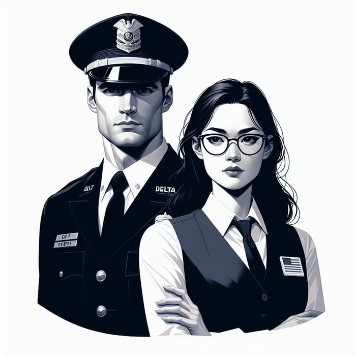 Stylish Couple in BJMP Delta Uniform & Intellectual Eyeglass Woman