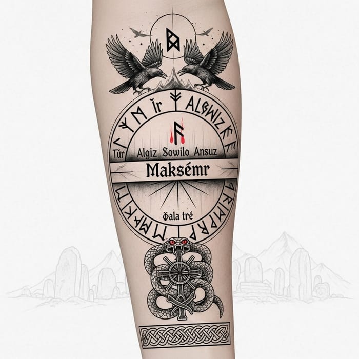 Intricate Neo-Nordic Forearm Tattoo Design Intricate Neo-Nordic Forearm Tattoo Design