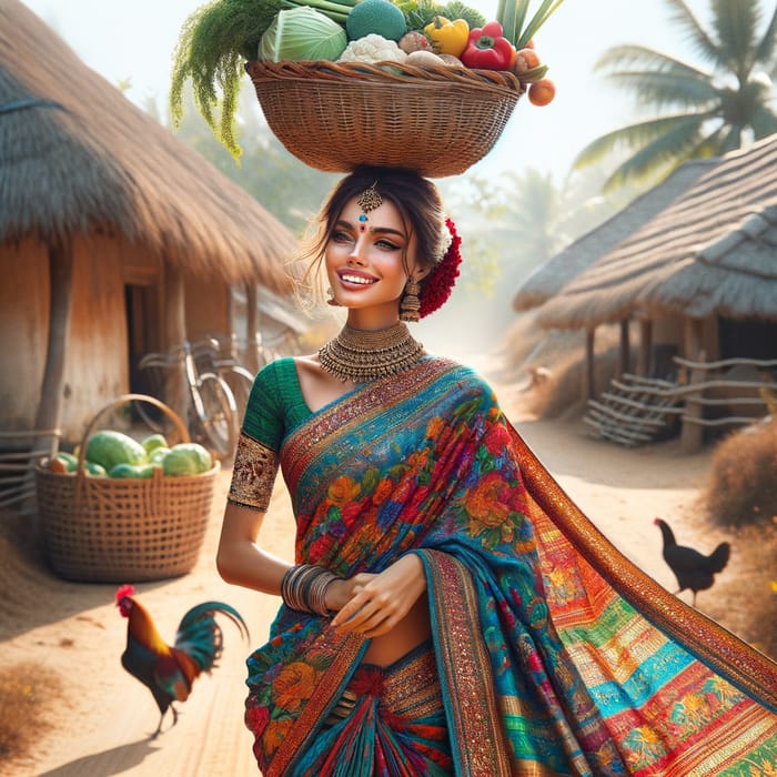 Beautiful Tamil Nadu Village Woman in Traditional Saree