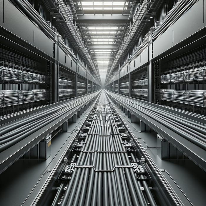 High-Resolution Cable Track Installation - Under Roof Building Shot