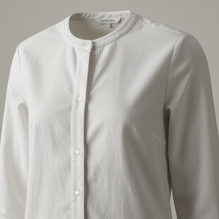 Stylish Women's White Blouse with Button Placket