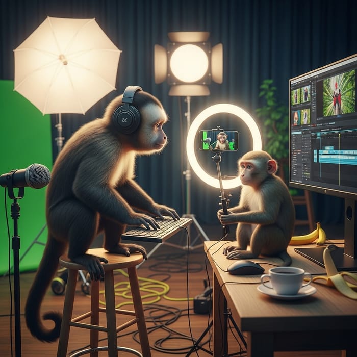 Funny AI Video of Two Monkeys Creating Together