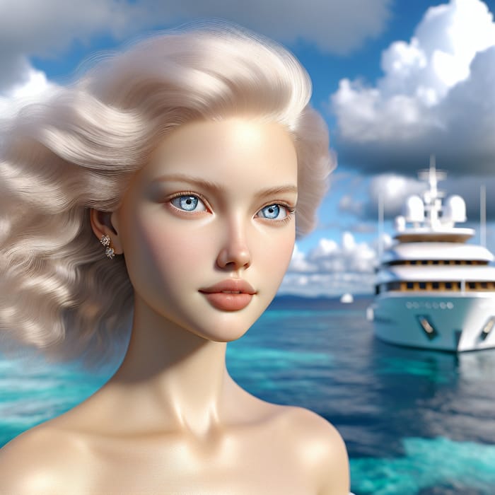 Photorealistic Young Blonde Woman | Luxury Yacht Scene