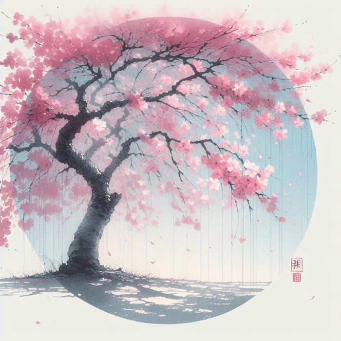 Cherry Blossom Tree Watercolor Art