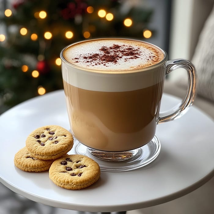 Festive Caramel Macchiato in a Christmas Mug