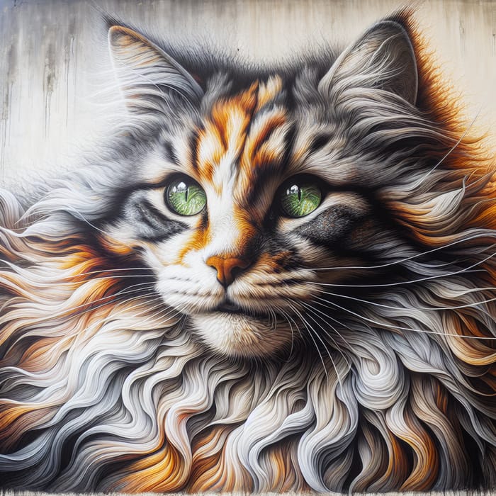 Detailed Cat Painting on Wall - Charm and Warmth