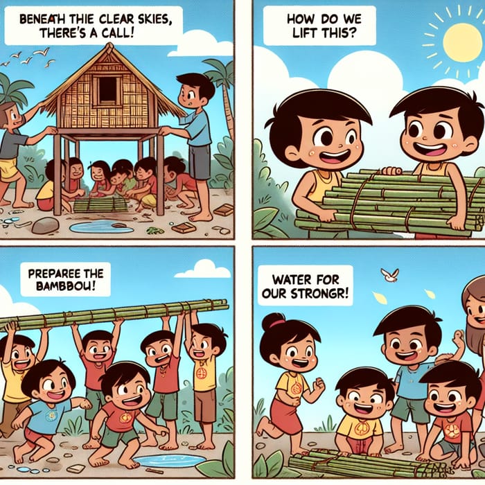 Heartwarming Bayanihan Story: Simplified Cartoon Comic