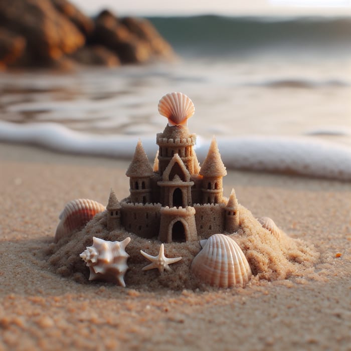 Miniature Sandcastle with Seashell Crown