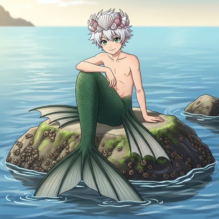 Anime Boy with Green Eyes and White Hair Anime Boy with Green Eyes and White Hair