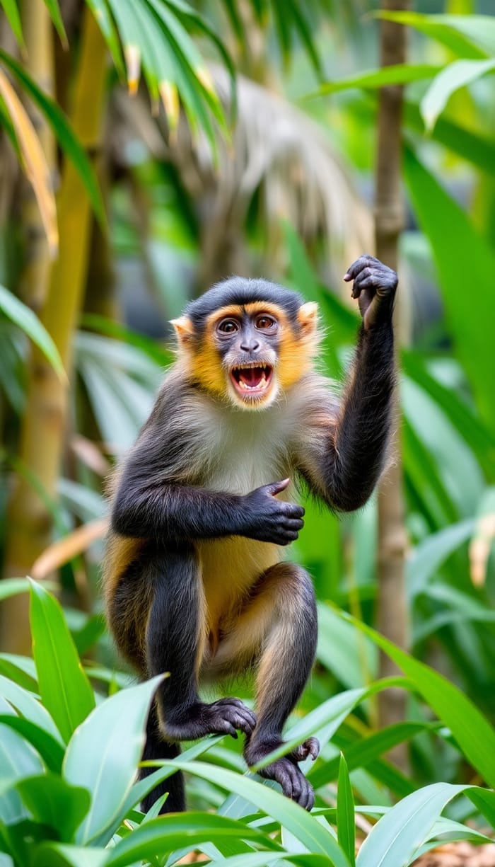 Playful Monkey in Tropical Jungle | Vibrant Wildlife