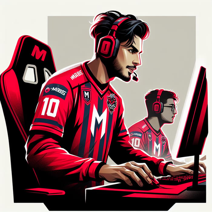 Passionate Gamer M in Red Jersey | Cyber Sport Enthusiast