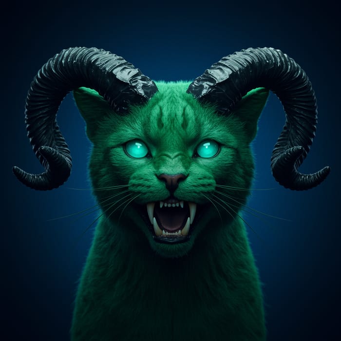 Cat with Horns and Rice Teeth: A Unique Look