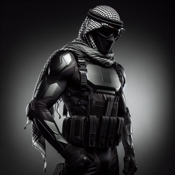 Futuristic Middle-Eastern Superhero in Dark Attire