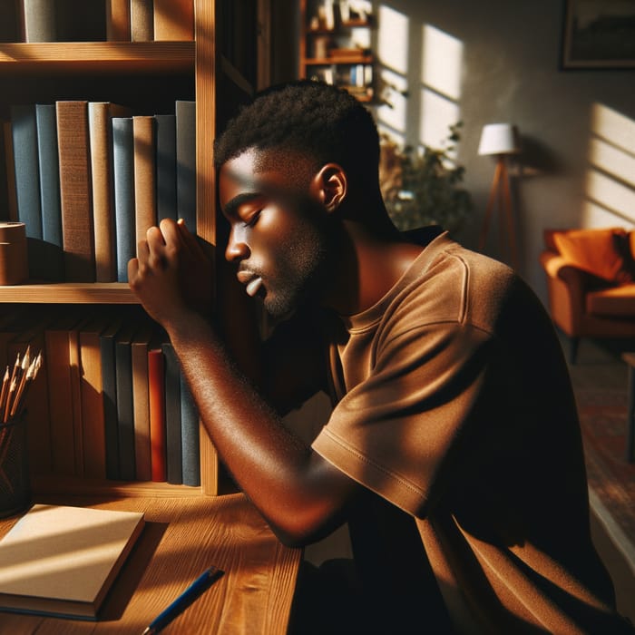 Young Black Man Writing First Book in Cozy Home Office | Inspiring Scene