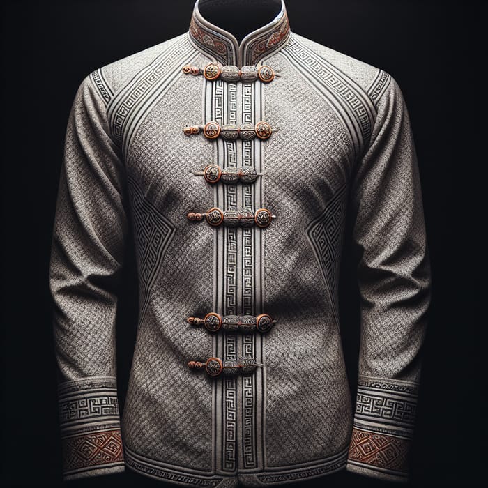 Mongolian Man's Deel Shirt - Fine Fabric & Ornamental Buttons