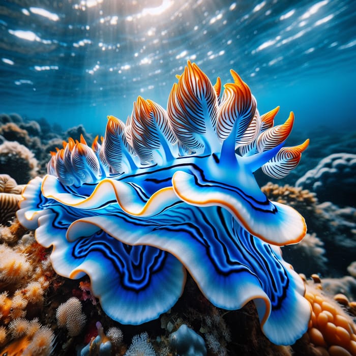 Vibrant Blue and Orange Nudibranch