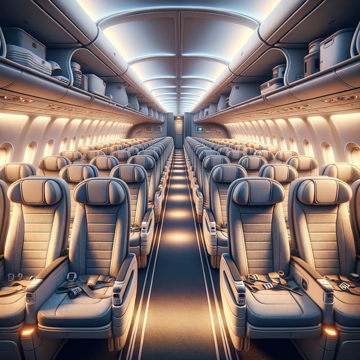 Modern Airplane Interior - Passenger-Free 3D Render