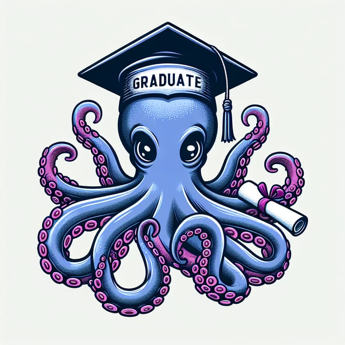 Octopus Graduate 2024 | Academic Octopus with Diploma and Graduation Sash