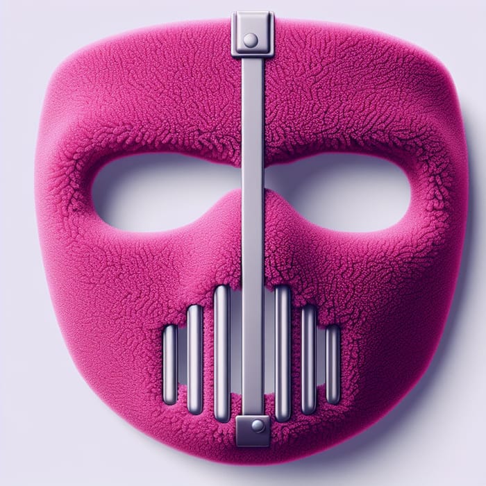 Thick Plushy Fuchsia Fabric Mask with Hole and Metal Bars