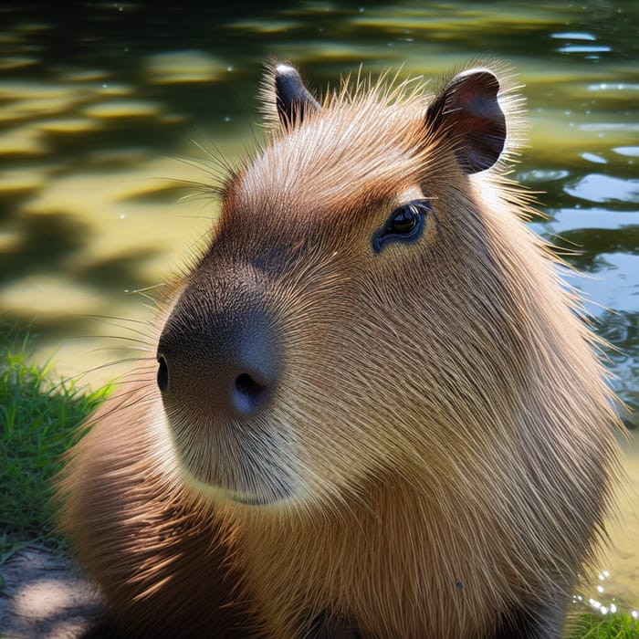 Adorable Capybara by Water Source