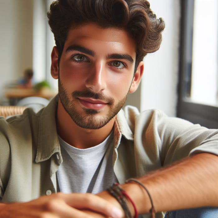 Handsome Arab Man Sitting Facing Camera and Talking