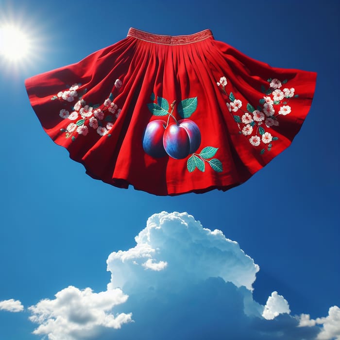 Red Skirt with Plum Accents | Flying under Blue Sky Red Skirt with Plum Accents | Flying under Blue Sky