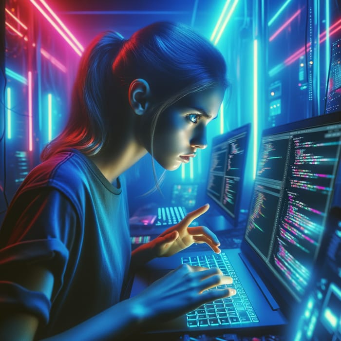 Cyberpunk Teen Coding: A Futuristic Vision