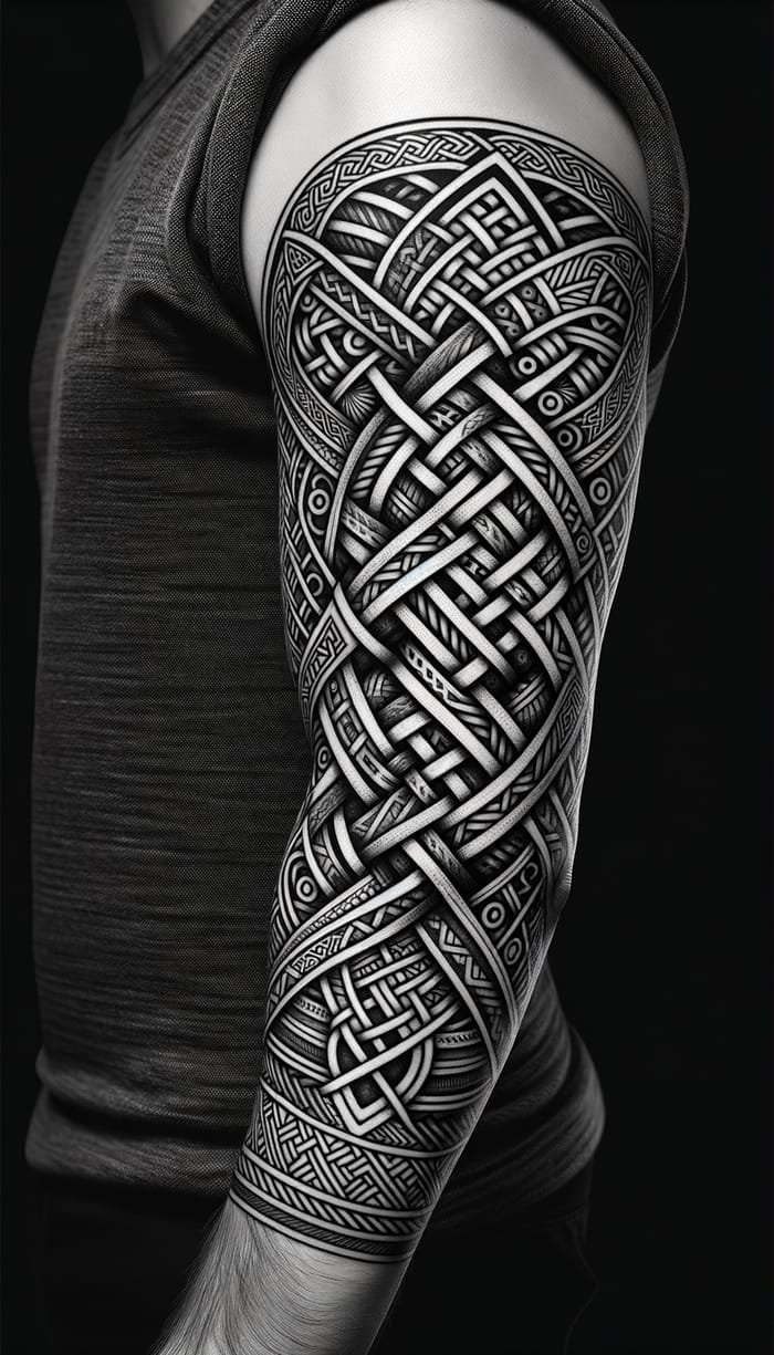 Detailed Viking Knotwork Sleeve Tattoo Design