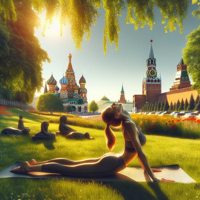 Summer Yoga in Moscow: Relaxing Shavasana with Kremlin Views