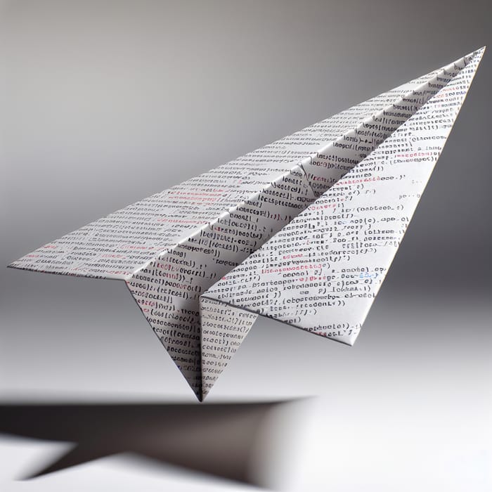 Whimsical Paper Airplane with Large JSON Text