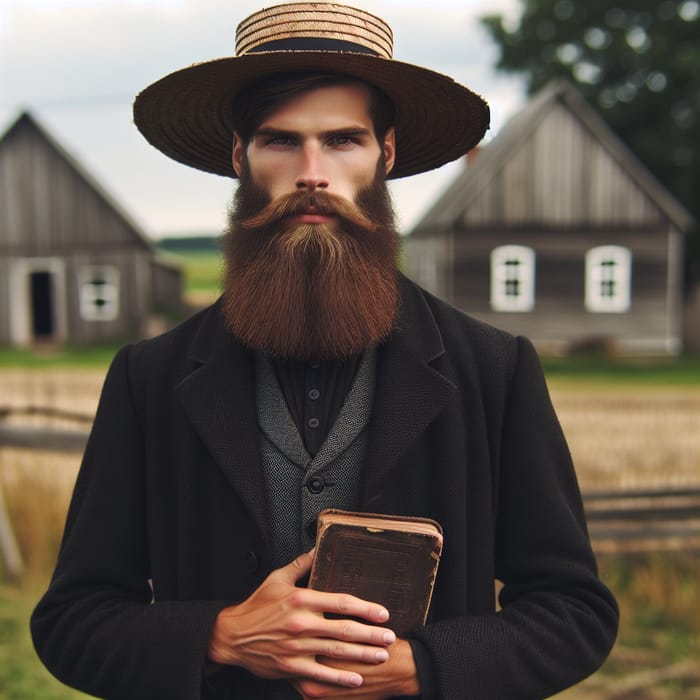 Traditional Mennonite Man Portrait Standing Tall