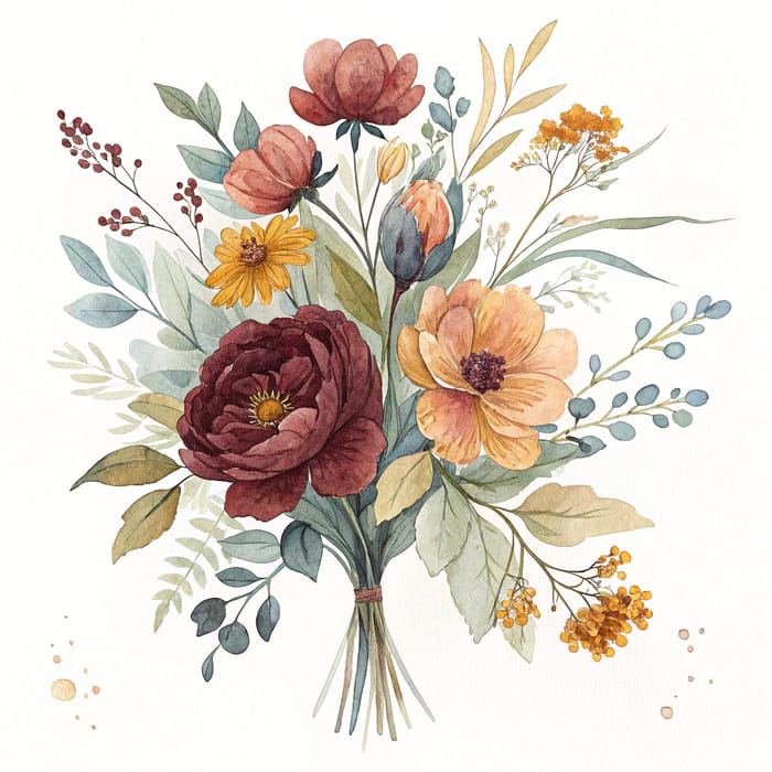 Burgundy Watercolour Bouquet | Artistic Floral Designs